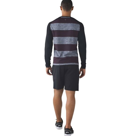 Lululemon Surge Warm Crew Bold Stripe Black Cherry Heathered Deep Navy Size L - Picture 5 of 10